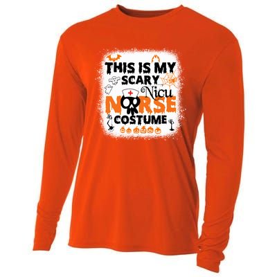 Bleached This Is My Scary Nicu Nurse Costume Halloween Nurse Gift Cooling Performance Long Sleeve Crew