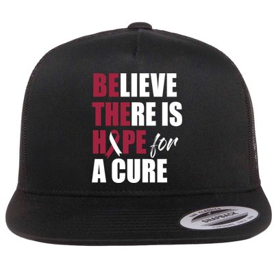 Believe There Is Hope Cure Head And Neck Cancer Ribbon Gift Flatbill Hat