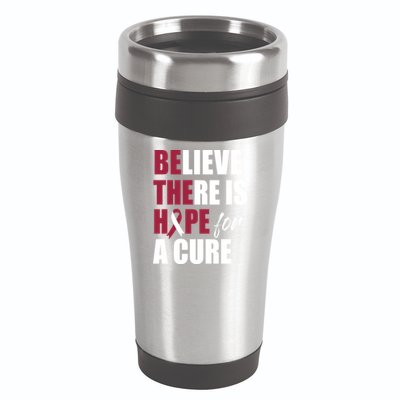 Believe There Is Hope Cure Head And Neck Cancer Ribbon Gift 16oz Travel Tumbler