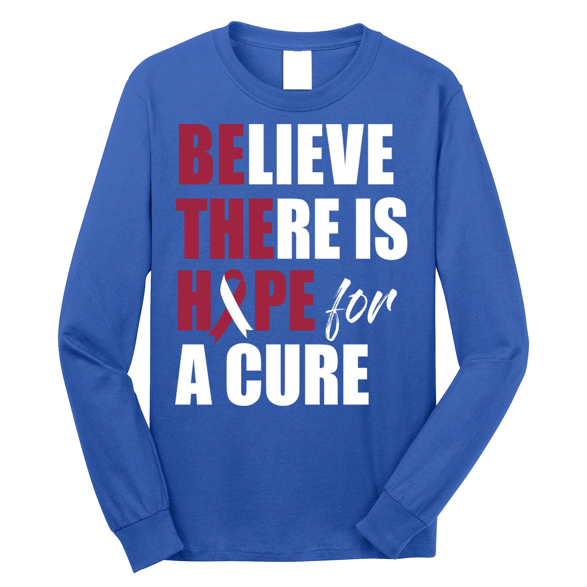Believe There Is Hope Cure Head And Neck Cancer Ribbon Gift Long Sleeve Shirt