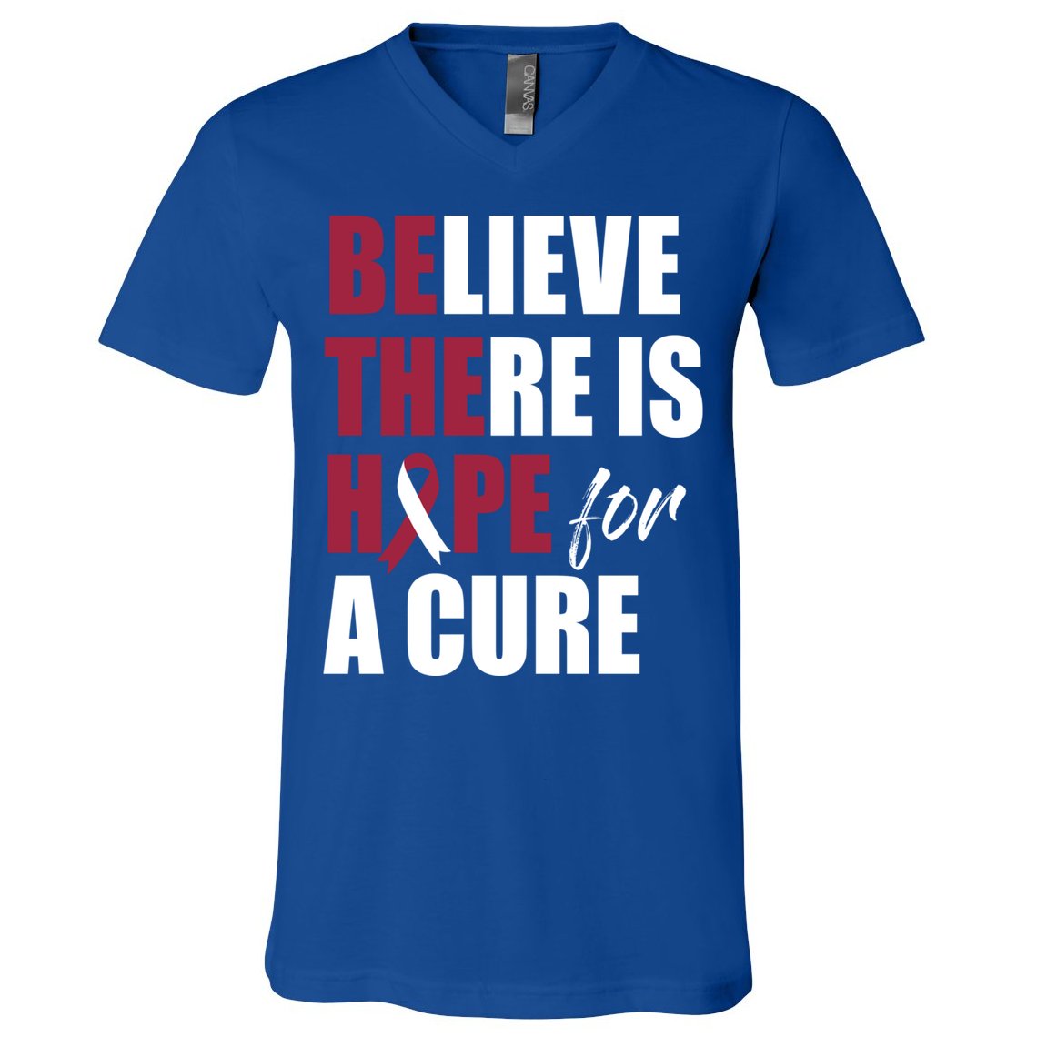 Believe There Is Hope Cure Head And Neck Cancer Ribbon Gift V-Neck T-Shirt