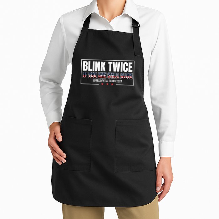 Blink Twice If You Are Still Alive Full-Length Apron With Pockets