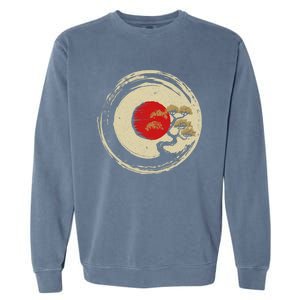 Bonsai Tree In Japanese Zen Buddhist Enso Circle Cool Gift Garment-Dyed Sweatshirt