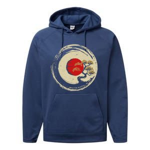 Bonsai Tree In Japanese Zen Buddhist Enso Circle Cool Gift Performance Fleece Hoodie