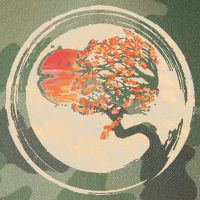 Bonsai Tree in Enso Circle Japanese Zen Legacy Tie Dye Trucker Hat