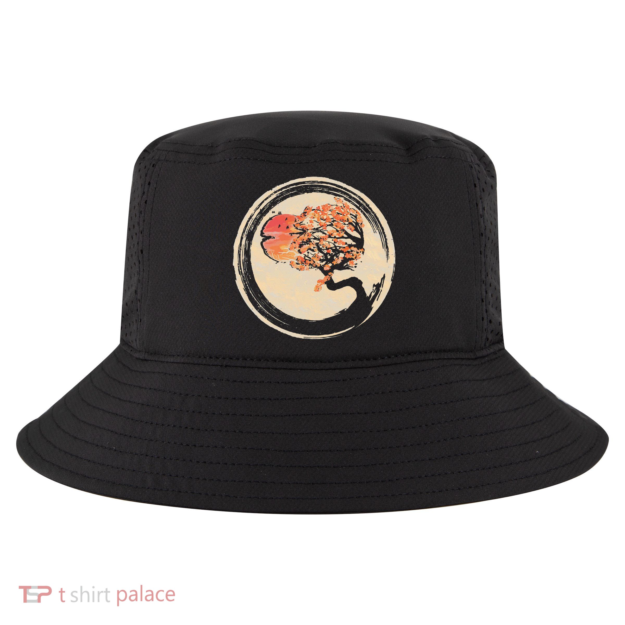 Bonsai Tree in Enso Circle Japanese Zen Cool Comfort Performance Bucket Hat