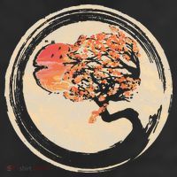 Bonsai Tree in Enso Circle Japanese Zen 7 Panel Mesh Trucker Snapback Hat