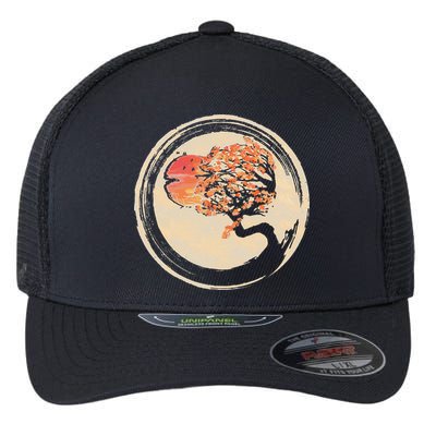Bonsai Tree in Enso Circle Japanese Zen Flexfit Unipanel Trucker Cap