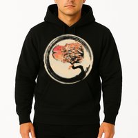 Bonsai Tree in Enso Circle Japanese Zen Hoodie