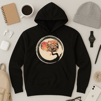 Bonsai Tree in Enso Circle Japanese Zen Hoodie