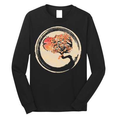 Bonsai Tree in Enso Circle Japanese Zen Long Sleeve Shirt