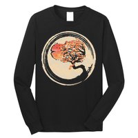 Bonsai Tree in Enso Circle Japanese Zen Long Sleeve Shirt