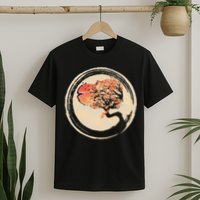 Bonsai Tree in Enso Circle Japanese Zen T-Shirt