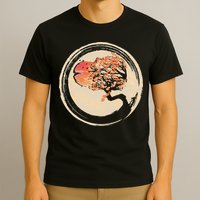 Bonsai Tree in Enso Circle Japanese Zen T-Shirt