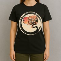Bonsai Tree in Enso Circle Japanese Zen T-Shirt