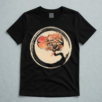 Bonsai Tree in Enso Circle Japanese Zen T-Shirt