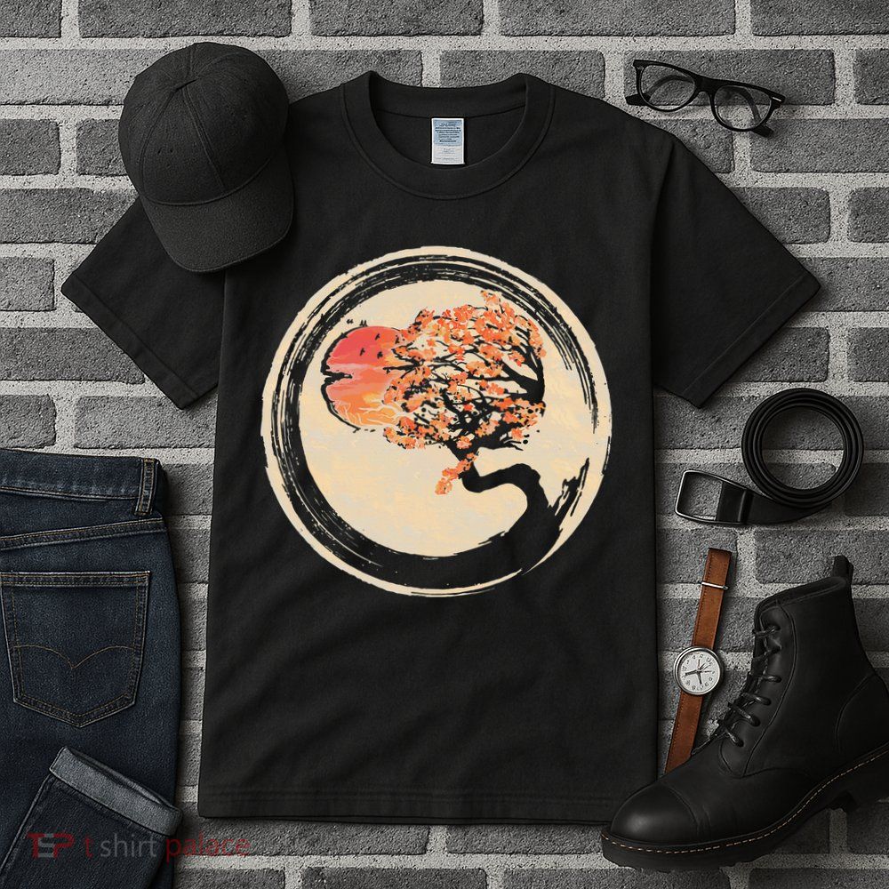 Bonsai Tree in Enso Circle Japanese Zen Tall T-Shirt