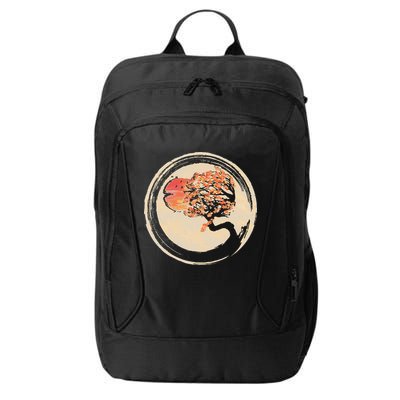 Bonsai Tree in Enso Circle Japanese Zen City Backpack