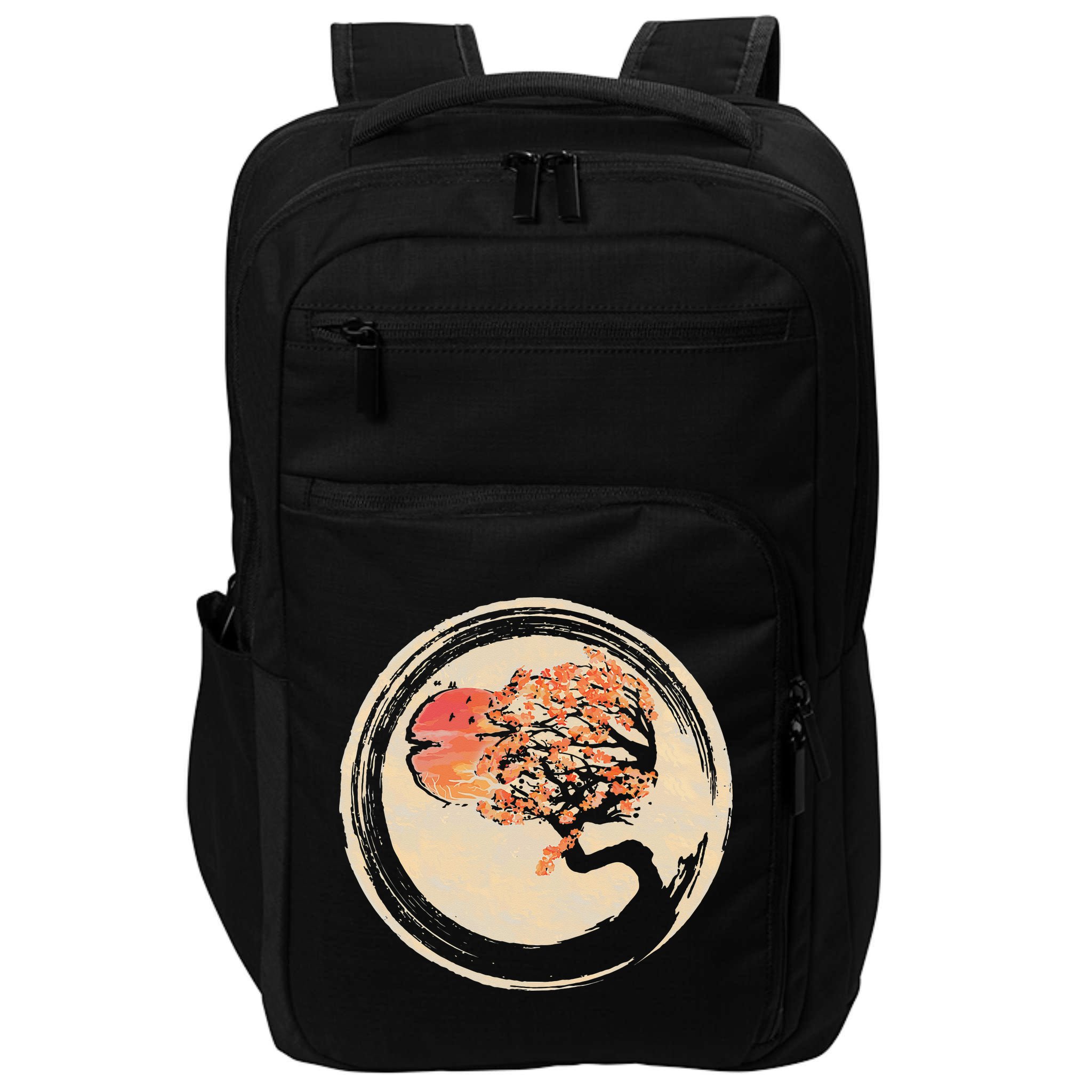Bonsai Tree in Enso Circle Japanese Zen Impact Tech Backpack