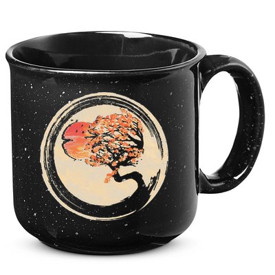 Bonsai Tree in Enso Circle Japanese Zen 15oz Campfire Ceramic Mug