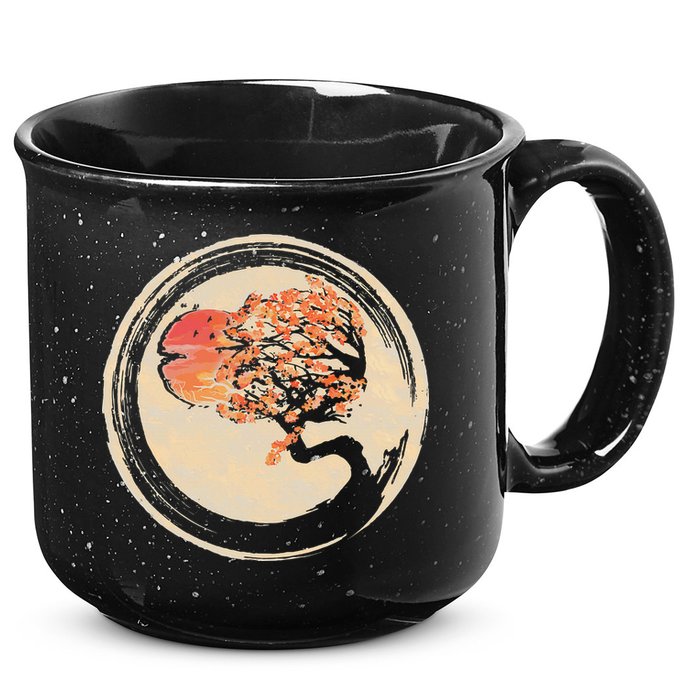 Bonsai Tree in Enso Circle Japanese Zen 15oz Campfire Ceramic Mug