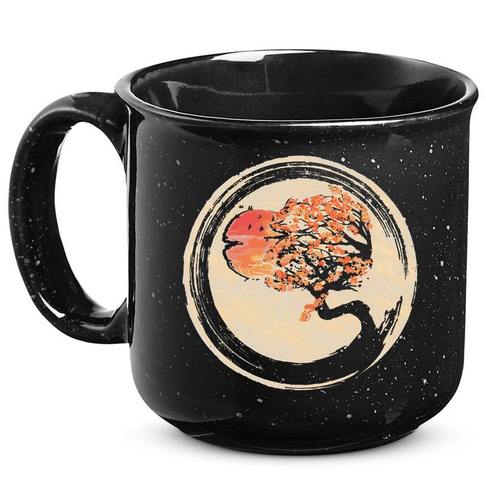 Bonsai Tree in Enso Circle Japanese Zen 15oz Campfire Ceramic Mug