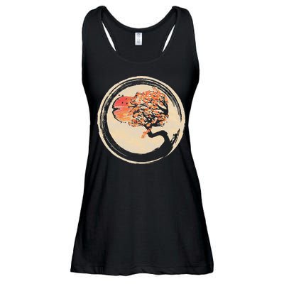 Bonsai Tree in Enso Circle Japanese Zen Ladies Essential Flowy Tank