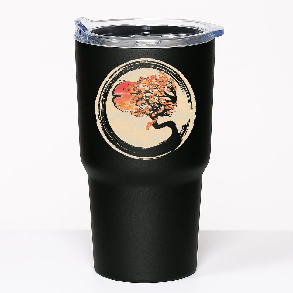 Bonsai Tree in Enso Circle Japanese Zen Tumbler