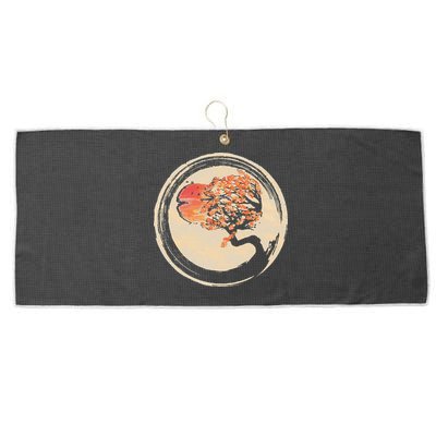 Bonsai Tree in Enso Circle Japanese Zen Large Microfiber Waffle Golf Towel