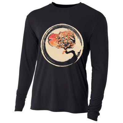 Bonsai Tree in Enso Circle Japanese Zen Cooling Performance Long Sleeve Crew