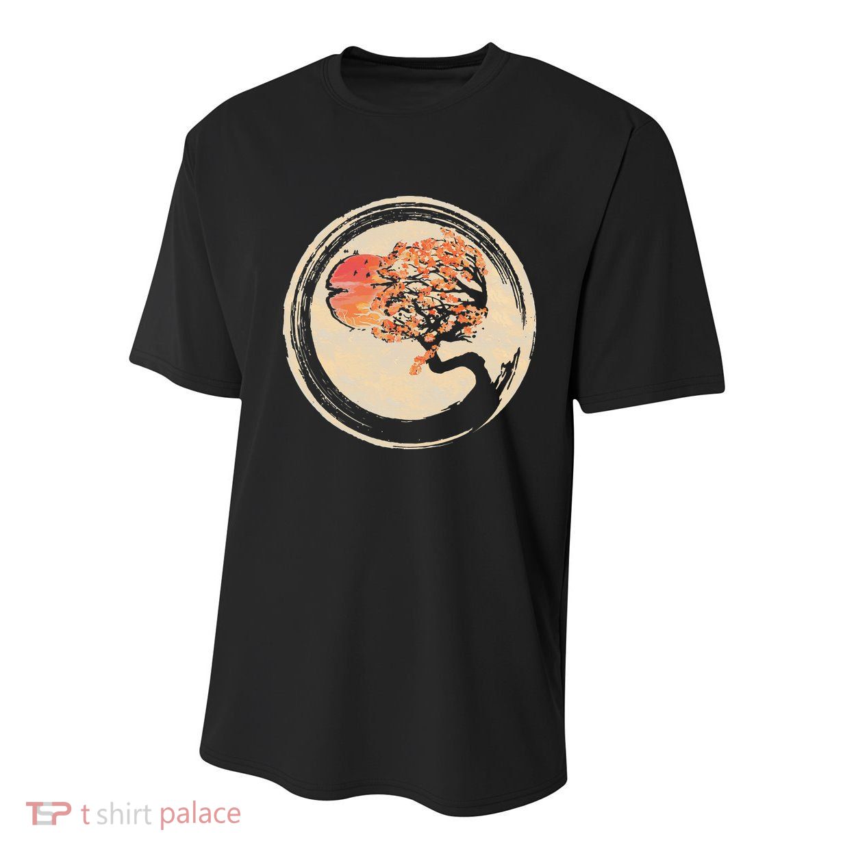 Bonsai Tree in Enso Circle Japanese Zen Youth Performance Sprint T-Shirt