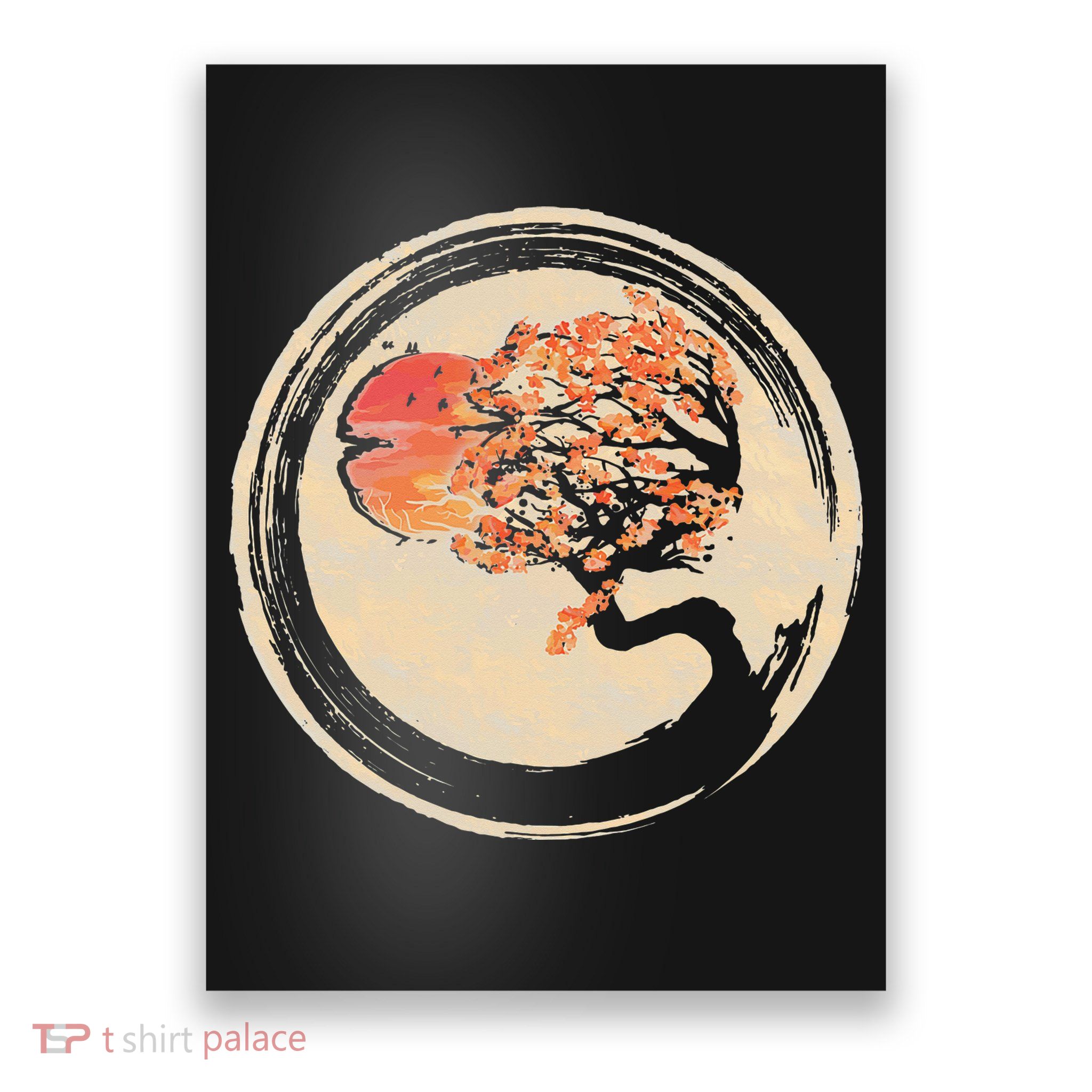 Bonsai Tree in Enso Circle Japanese Zen Poster
