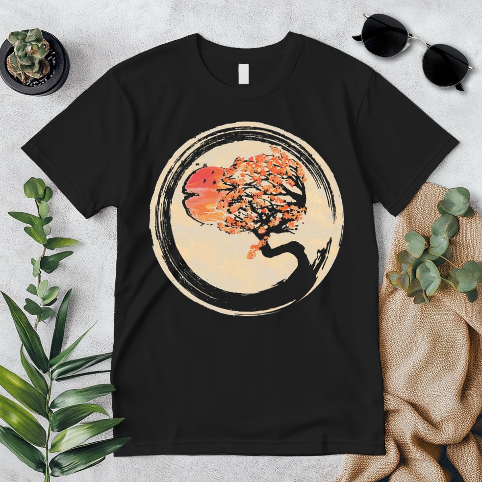 Bonsai Tree in Enso Circle Japanese Zen Premium T-Shirt
