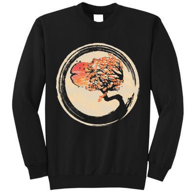 Bonsai Tree in Enso Circle Japanese Zen Tall Sweatshirt