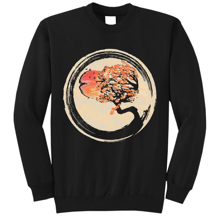 Bonsai Tree in Enso Circle Japanese Zen Tall Sweatshirt