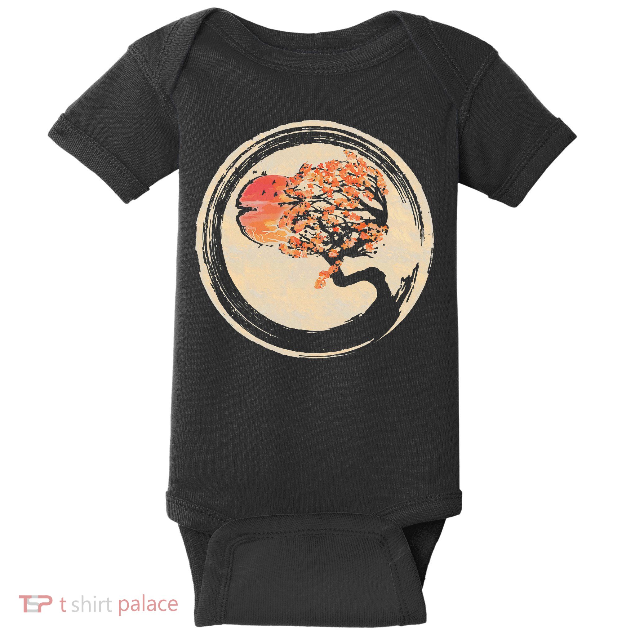Bonsai Tree in Enso Circle Japanese Zen Baby Bodysuit