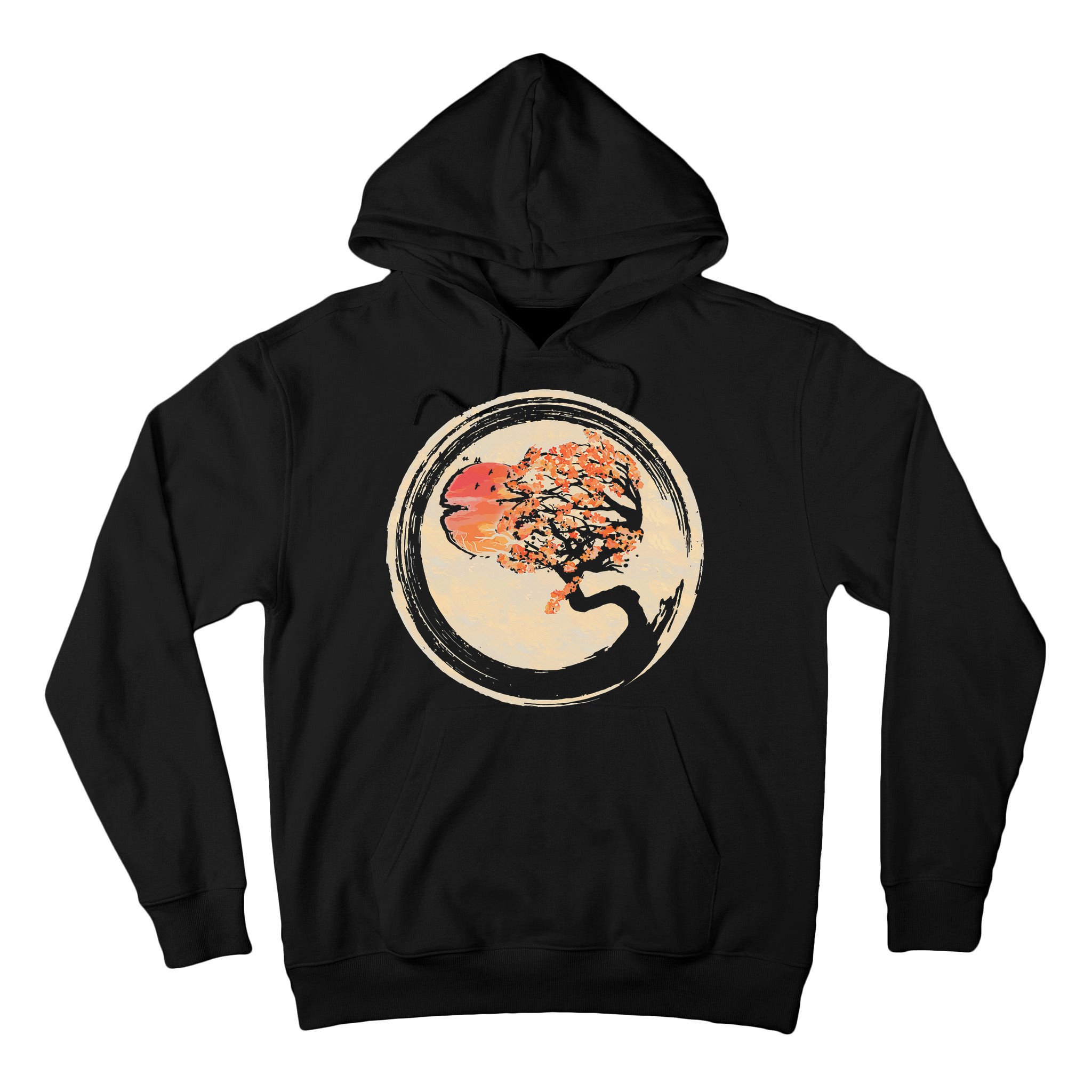 Bonsai Tree in Enso Circle Japanese Zen Tall Hoodie