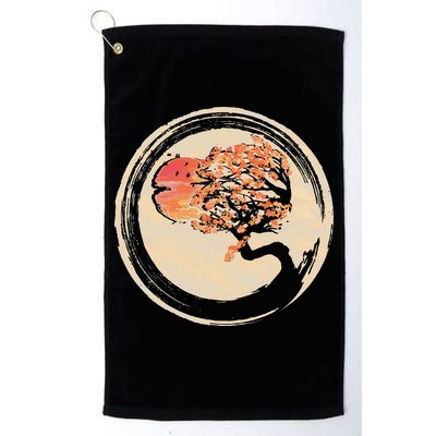 Bonsai Tree in Enso Circle Japanese Zen Golf Towel