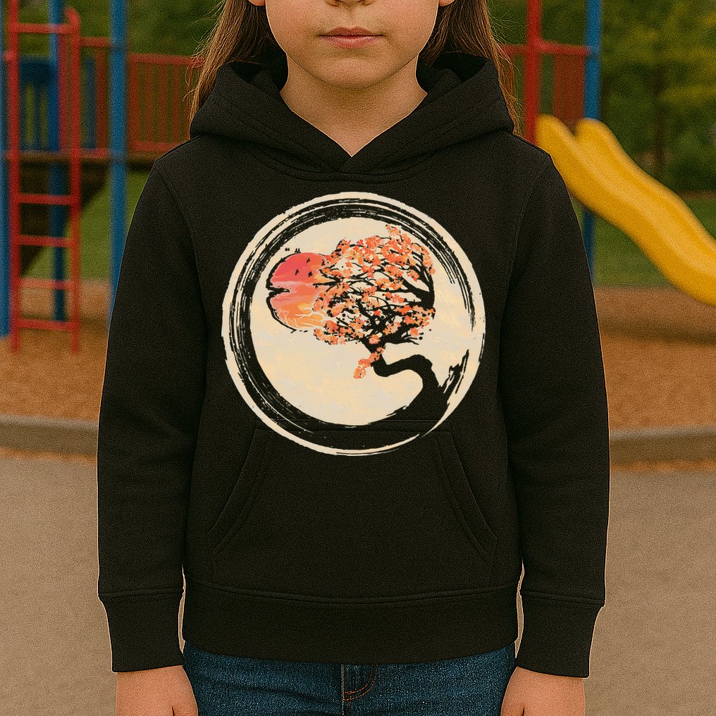 Bonsai Tree in Enso Circle Japanese Zen Kids Hoodie