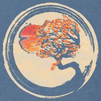 Bonsai Tree in Enso Circle Japanese Zen Garment-Dyed Sweatshirt