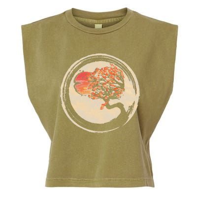 Bonsai Tree in Enso Circle Japanese Zen Garment-Dyed Women's Muscle Tee