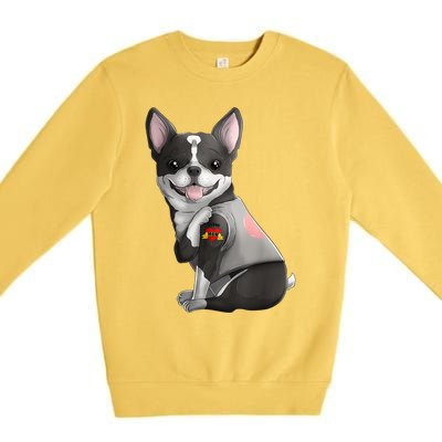 Boston Terrier I Love Mom Tattoo Dog Mothers Day Gift Premium Crewneck Sweatshirt