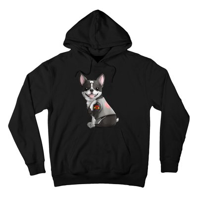 Boston Terrier I Love Mom Tattoo Dog Mothers Day Gift Hoodie