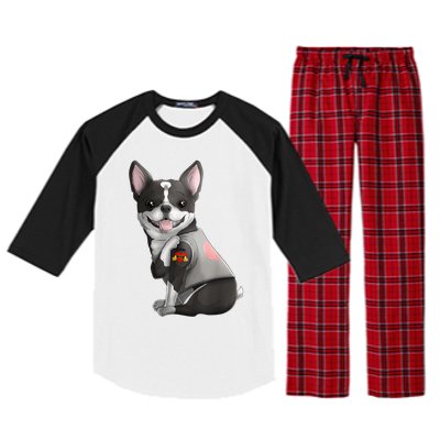 Boston Terrier I Love Mom Tattoo Dog Mothers Day Gift Raglan Sleeve Pajama Set