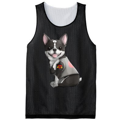 Boston Terrier I Love Mom Tattoo Dog Mothers Day Gift Mesh Reversible Basketball Jersey Tank