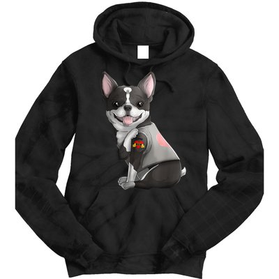 Boston Terrier I Love Mom Tattoo Dog Mothers Day Gift Tie Dye Hoodie