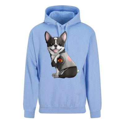 Boston Terrier I Love Mom Tattoo Dog Mothers Day Gift Unisex Surf Hoodie