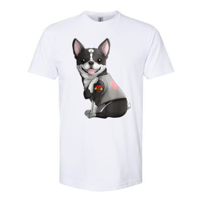 Boston Terrier I Love Mom Tattoo Dog Mothers Day Gift Softstyle CVC T-Shirt