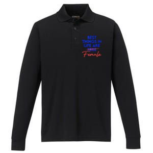 Best Things In Life Are Female Women's International Day RBG Performance Long Sleeve Polo