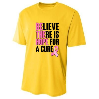 Believe There Is Hope For A Cure Be The Hope Breast Cancer Awareness Youth Performance Sprint T-Shirt